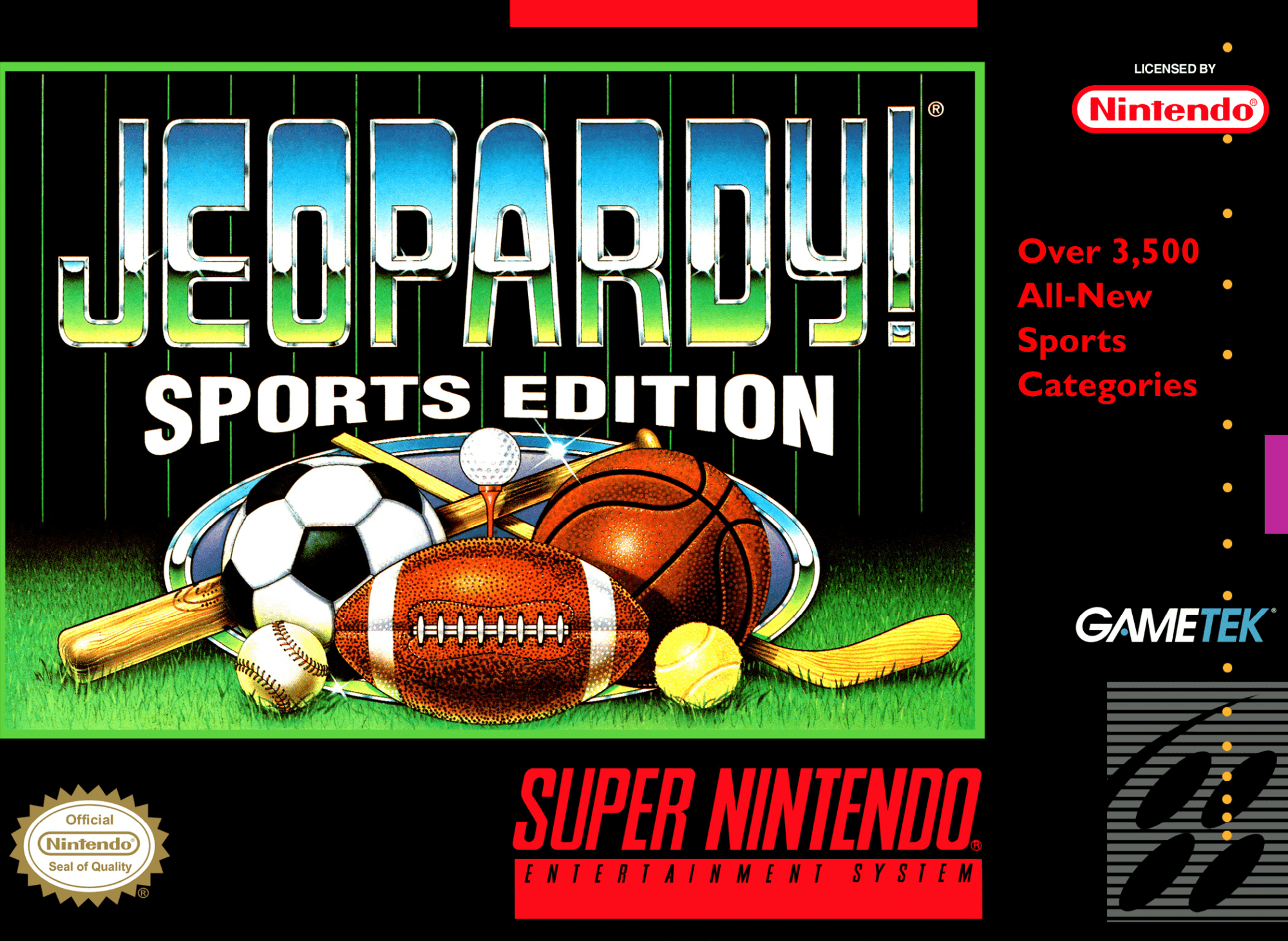 Jeopardy Sports Edition box art for Super Nintendo